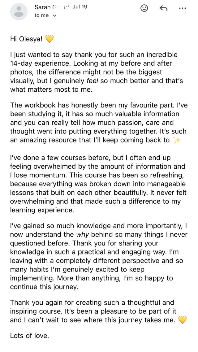Sarah's full message